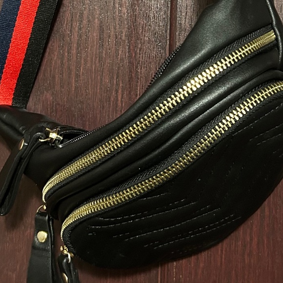 Target Handbags - Large Black Cross body bag with black and red strap